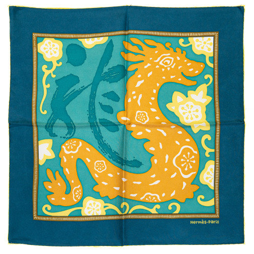 Gavroche Hermes L'Année du Dragon en soie 100% par Stephany Devaux