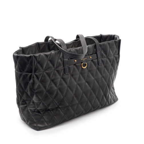 Sac Shopping Tote  Grand Modèle en cuir matelassé noir