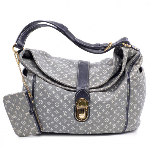 Sac porte-épaule Idylle en toile de coton noire Mini-Monogram 