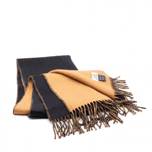 Echarpe en cachemire double-face beige et chocolat