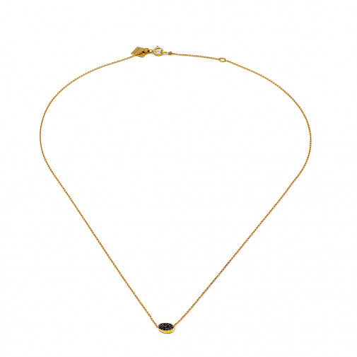Collier Mini Sequin Black Or rose 18k