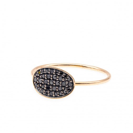 Ring Mini Sequin Black 18k rose gold