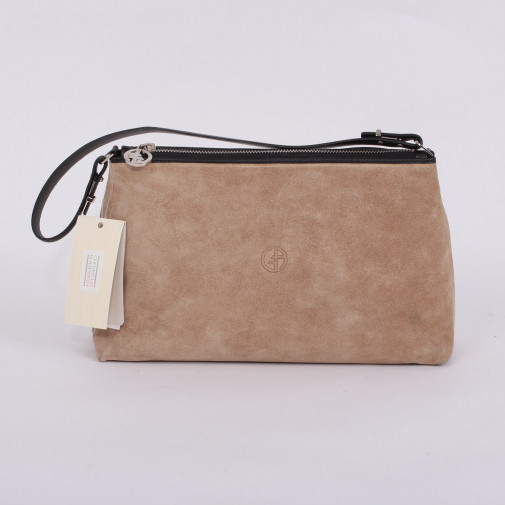 Clutch bag beige suede