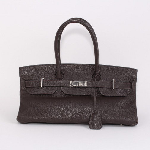 Sac Birkin Shoulder chocolate Clemence leather