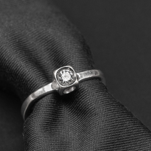 Ring Le Cube diamond and white gold 18k