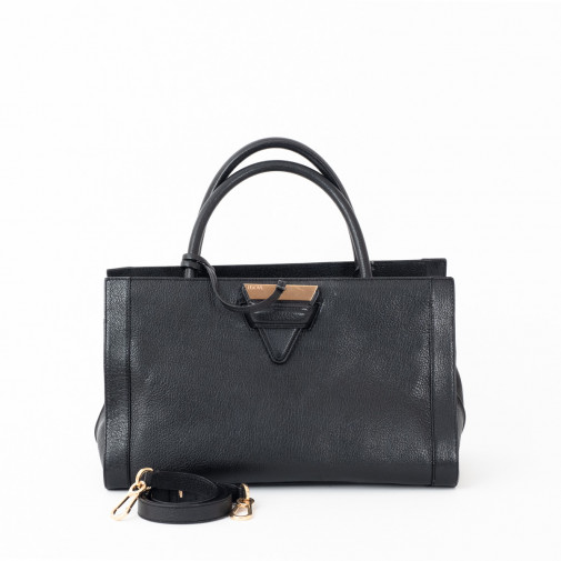 Handbag Barcelona black grained leather