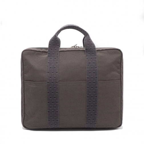 Briefcase and computer bag in gray canvas