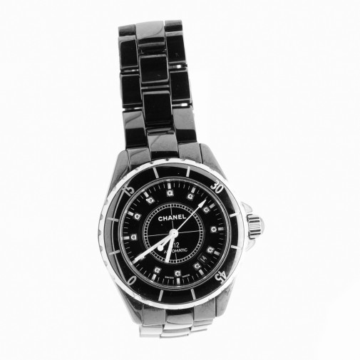 J12 watch black ceramic 38 mm automatic and diamond Index