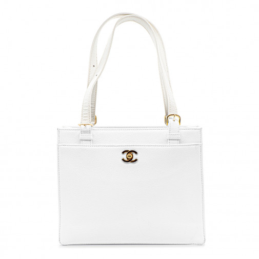 Sac porté-main et épaule en cuir Caviar blanc