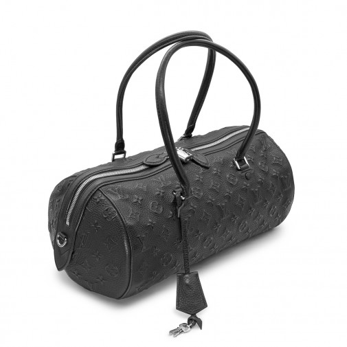 Sac Néo Papillon Révelation en cuir noir Monogram débossé Grand Modèle