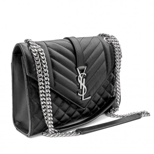 Sac Enveloppe en cuir grenelle noir 