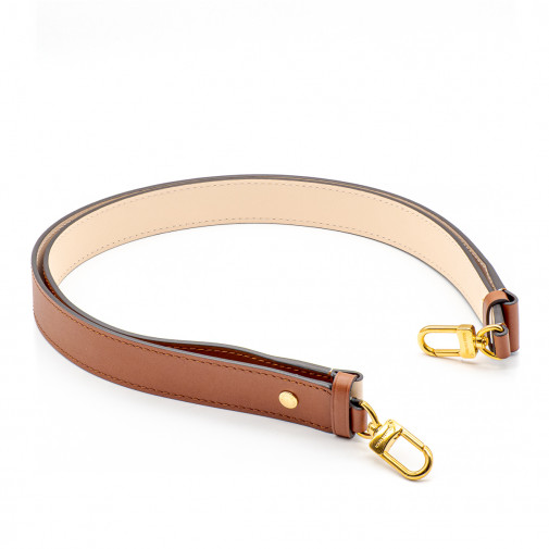 Adjustable brown leather shoulder strap