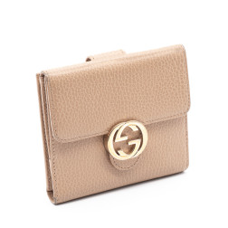 Porte-monnaie, billets et cartes de crédit en cuir gréné beige