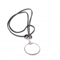Loupe en argent 925 sur lien en cuir marron