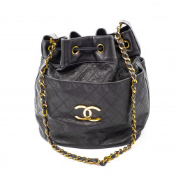 Sac Cosmo Line en cuir matelassé noir