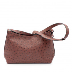Sac Berlingot en cuir d'autruche marron