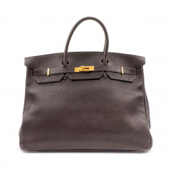 Sac Birkin 40 en cuir gréné chocolat