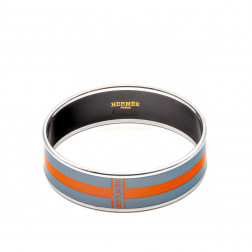 Bracelet large imprimé H gris et orange - Finition palladié