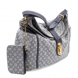 Sac porte-épaule Idylle en toile de coton noire Mini-Monogram 