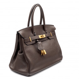Sac Birkin 30 cuir Clèmence Ebène