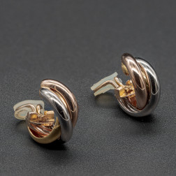 Pair of  earring clips Trinity 3 golds Medium Model