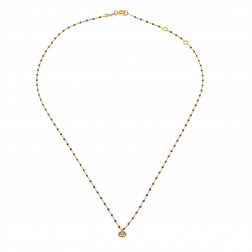 Collier 1 diamant Mini Perles noires et or rose 18k - 45 cm