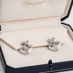 Earrings in 18k white gold and Diamonds Coeur Lien Croisé G.M.