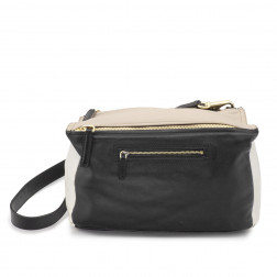 Medium Pandora bag in soft tricolor black, beige and white leather