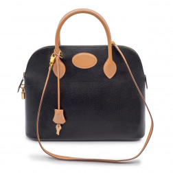 Bolide 37 handbag in two-tone black and gold Fjord leather