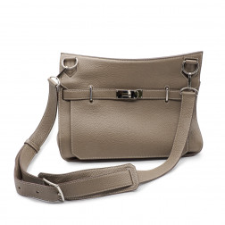 Jypsiere 35 leather messenger bag Clemence Etoupe