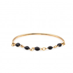 Gold ring, chain embellished with black resin beads