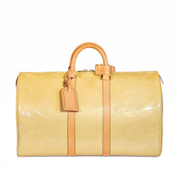 Keepall 50 beige patent leather bag