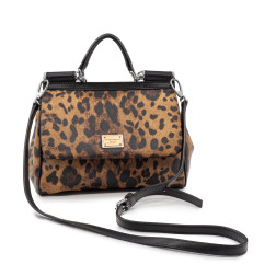 Sac Sicily Small en toile enduite imprimé leopard