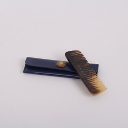 Horn comb and leather pocket case