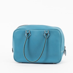 Handbag Plume medium size blue epsom leather