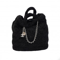 Large black quilted tote bag