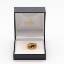 Ring 18k yellow gold 24 diamonds and enamel