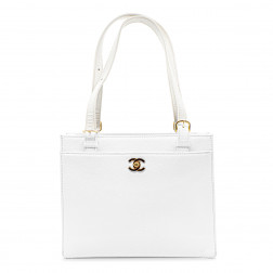 Sac porté-main et épaule en cuir Caviar blanc