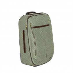 Valise trolley Annette en lin Mini-Monogram Dark Kaki