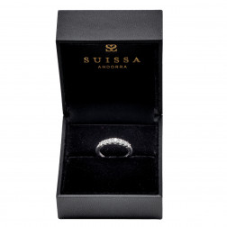 Demi-alliance or blanc 18k et 7 diamants G VS