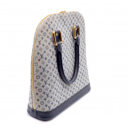 Sac à main Alma Haut en Mini-Monogram lin bleu