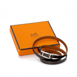 Bracelet Hapi double tour cuir noir