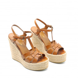 Paire d'espadrilles compensées Tribute en cuir lisse gold