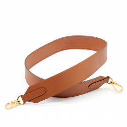 Bandoulière large en cuir marron