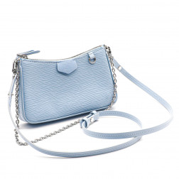 Sac Easy Pouch on strap en cuir épi bleu