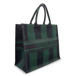 Totebook G.M. Dior en toile de coton épaisse noir et vert bouteille