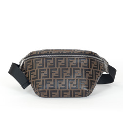 Sac-ceinture Fendi en cuir embossé greige et noir