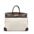 Sac Birkin 40 en toile et cuir chocolat