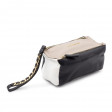 Pandora Mini clutch in greige, black and white Tricolore grained leather