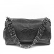 Black soft lambskin shoulder bag.